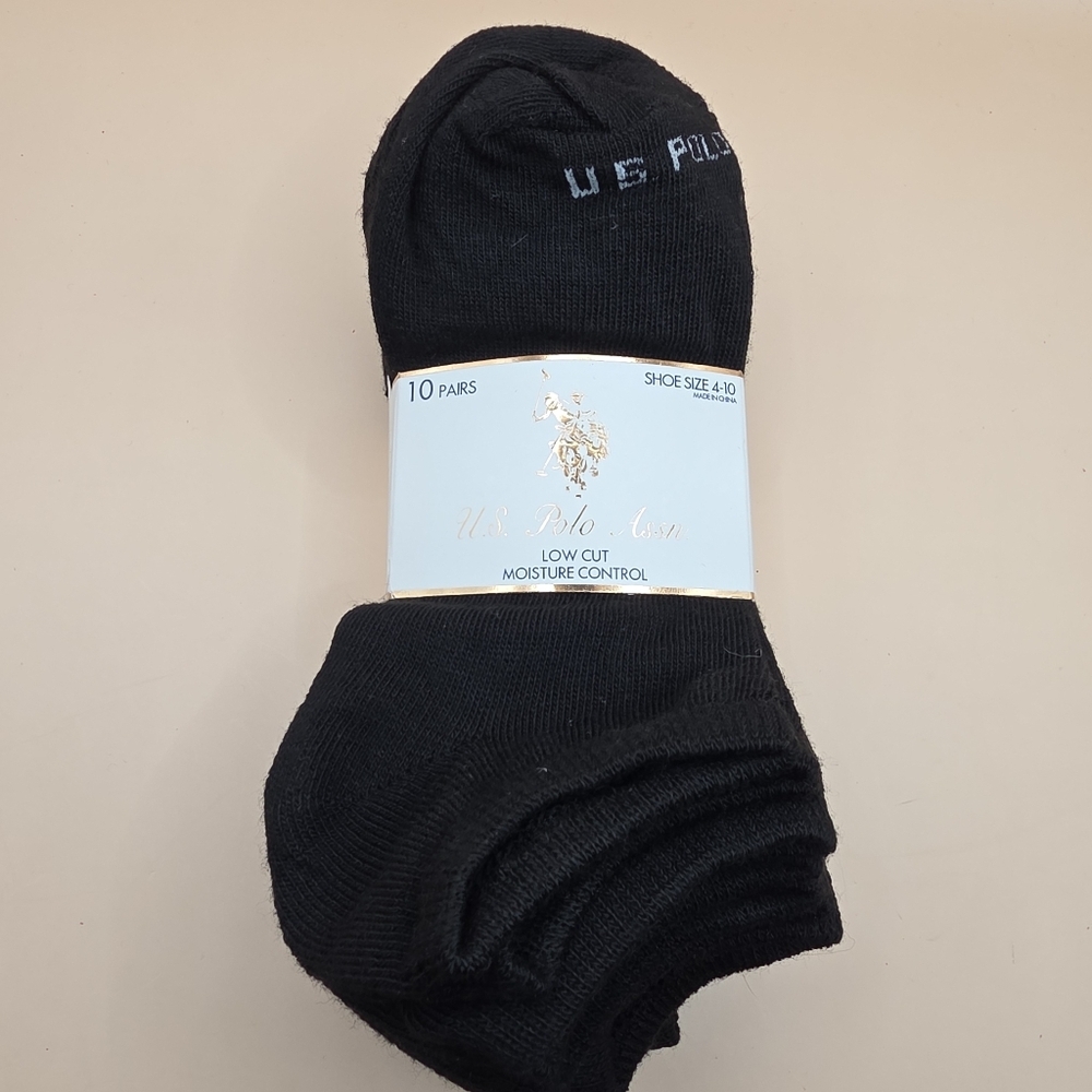 U.S. Polo Assn. Low Cut Women's 4-10 Moisture Control Socks Black